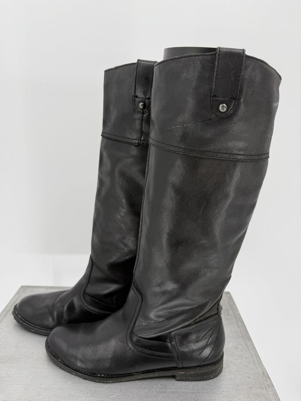 OTBT Petaluma Women’s 8.5 Black Leather Tall Riding Moto Boots Equestrian